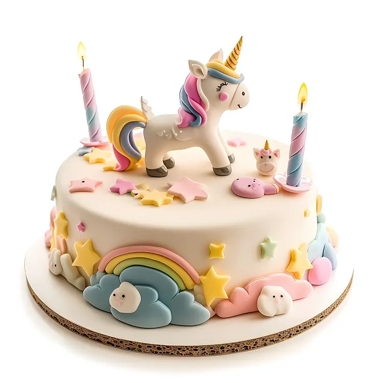Unicorn Birthday Cake with Candles