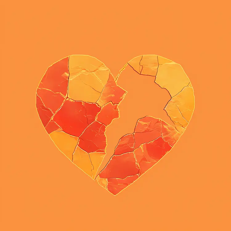 Cracked Heart in Red and Orange