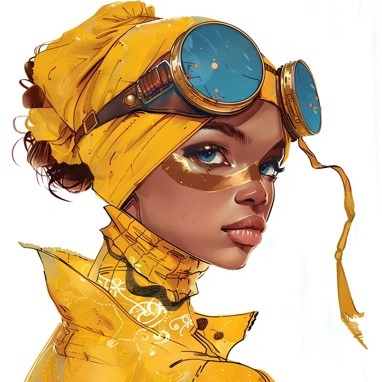 Stylish Woman in Yellow with Goggles