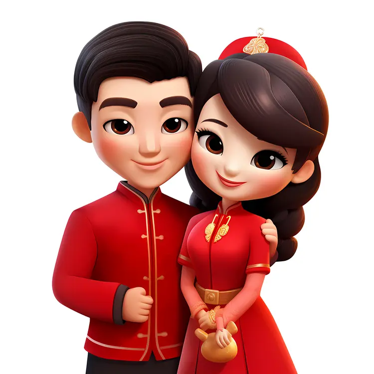 Happy Couple Celebrating Chinese New Year