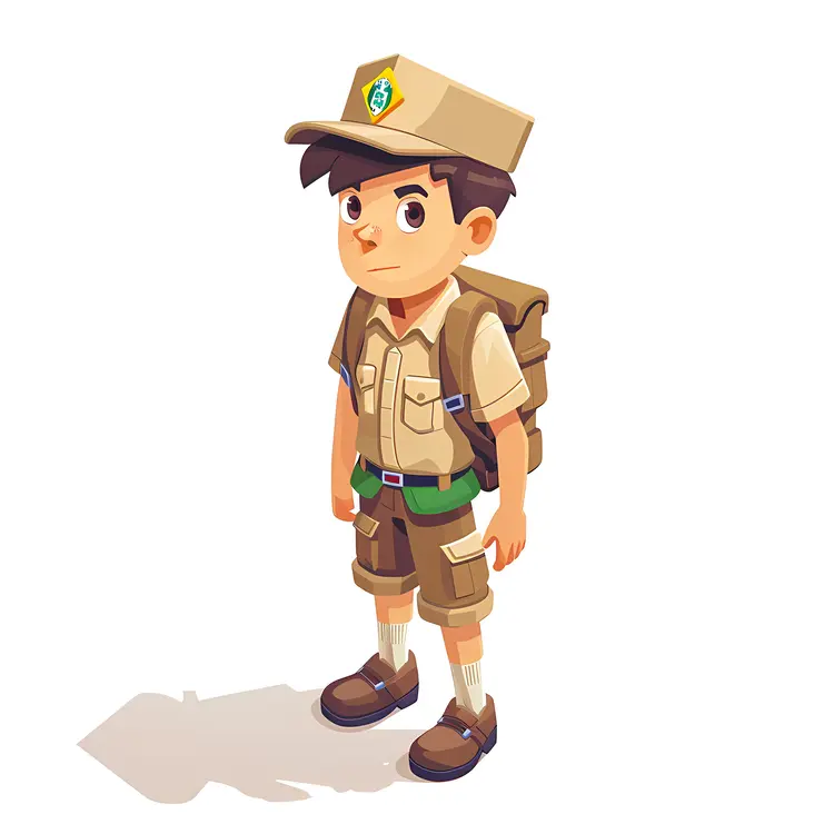 Boy Scout in Uniform with Backpack