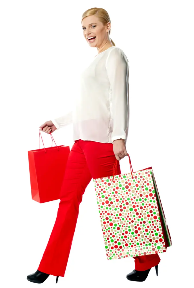 Woman Walking with Shopping Bags