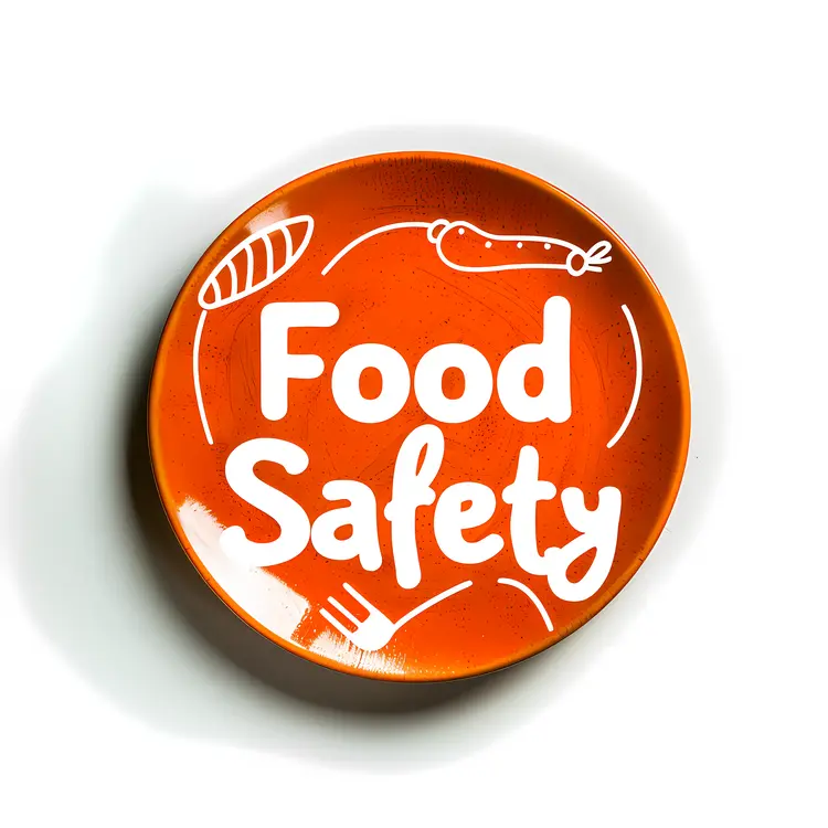 Food Safety Sign on Orange Plate
