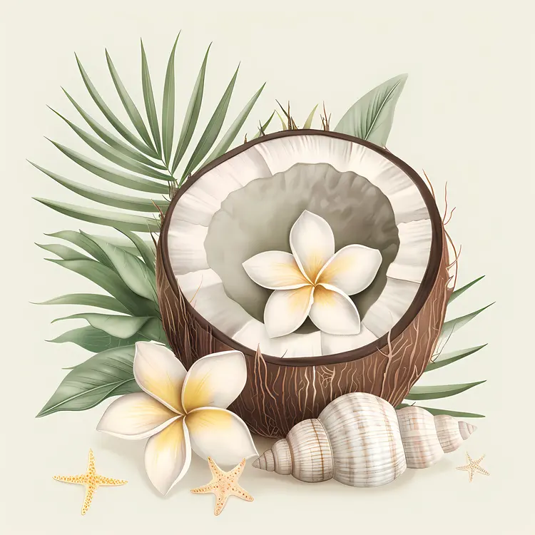 Coconut and Flowers with Shells