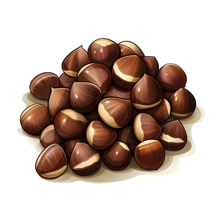 Pile of Fresh Brown Chestnuts