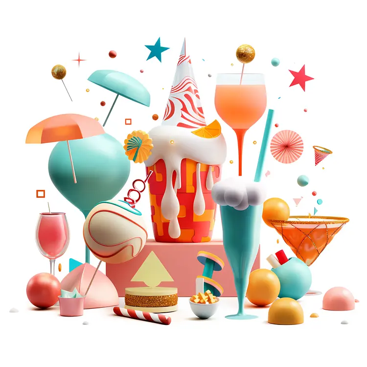 Colorful Party Drinks and Decorations