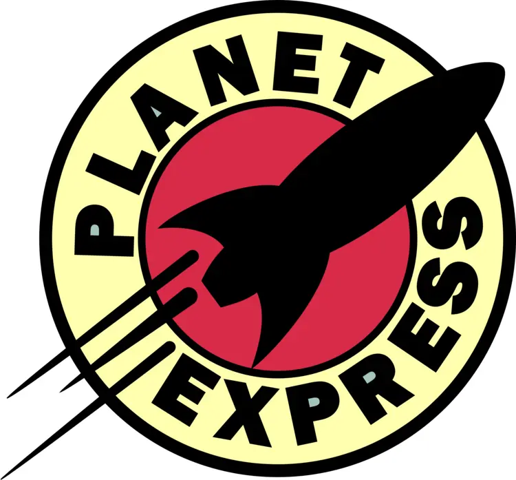Planet Express Logo with Black Rocket