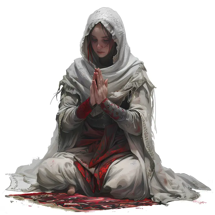 Praying Woman in White Robe