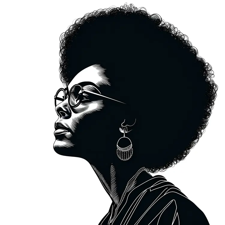 Black and White Portrait of a Woman with Glasses