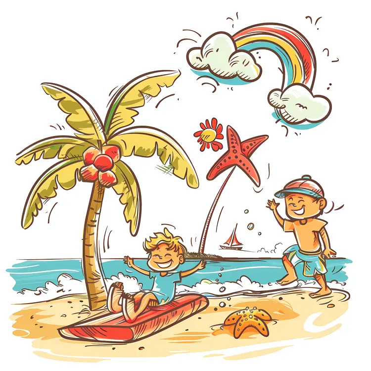 Kids Enjoying a Fun Day at the Beach