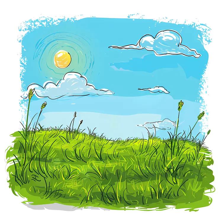Sunny Day in a Grass Field