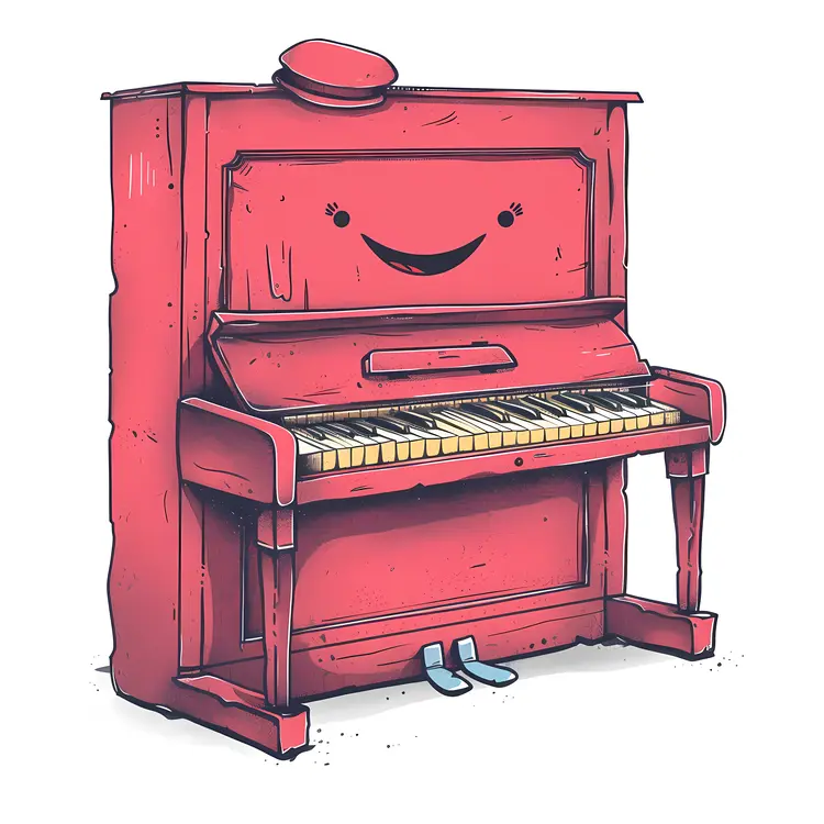 Smiling Red Cartoon Piano