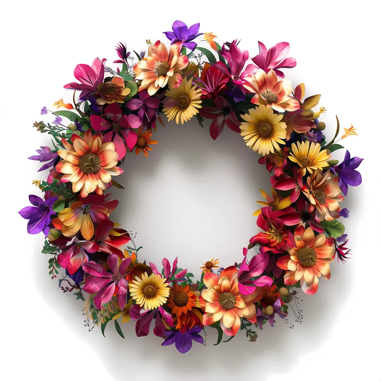 Colorful Flower Wreath with Mixed Blooms