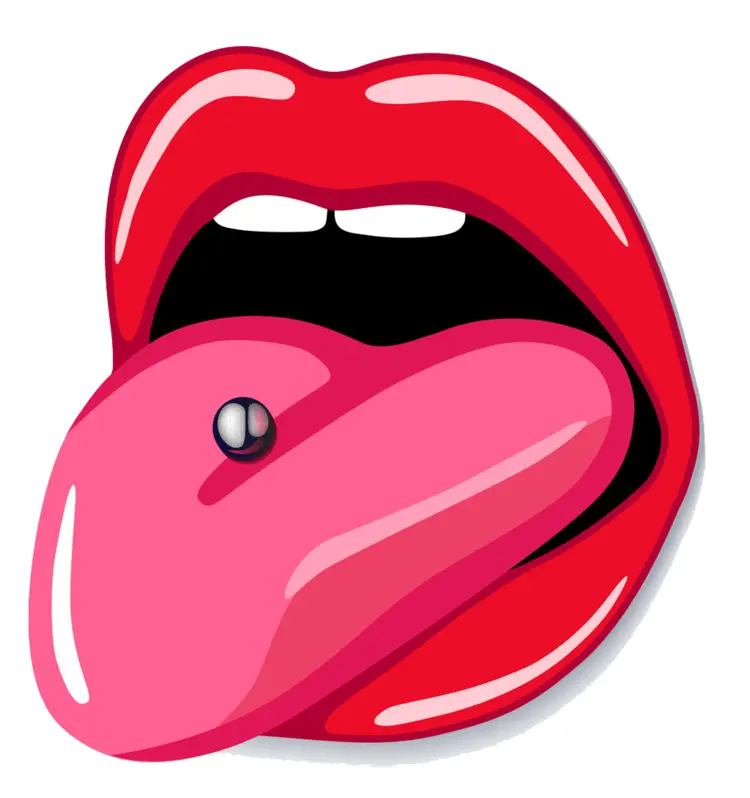Illustration of Tongue with Piercing