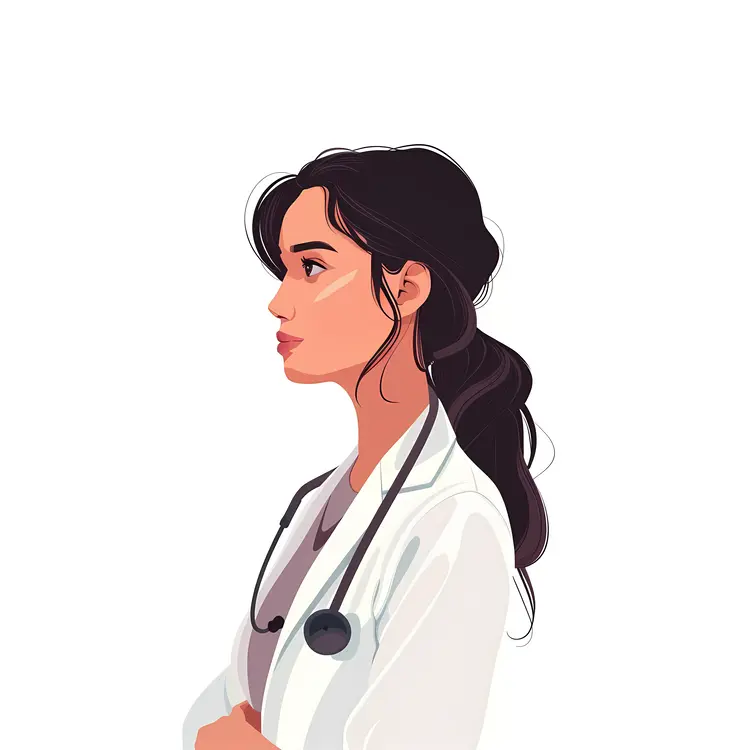 Profile of Female Doctor with Stethoscope