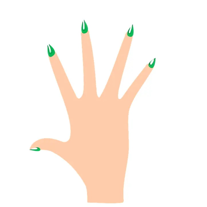 Hand with Green Nail Polish