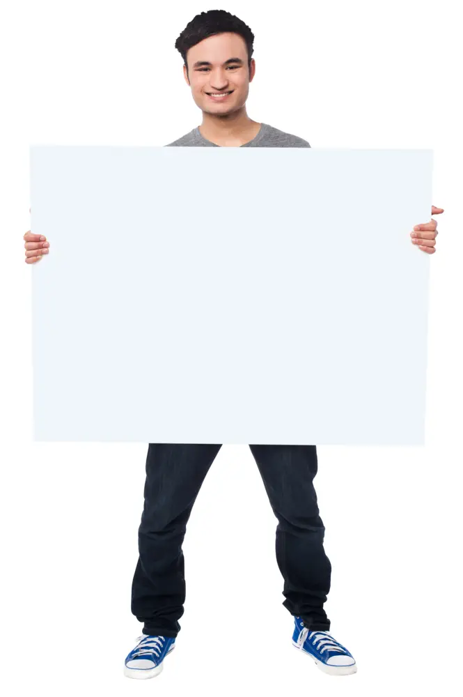 Man Holding Blank Sign