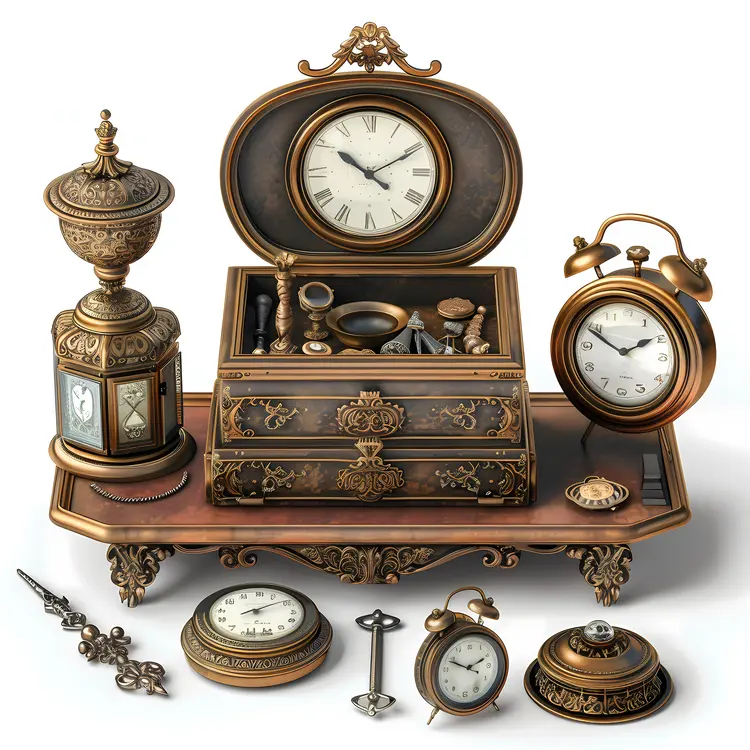 Collection of Vintage Clocks and Accessories