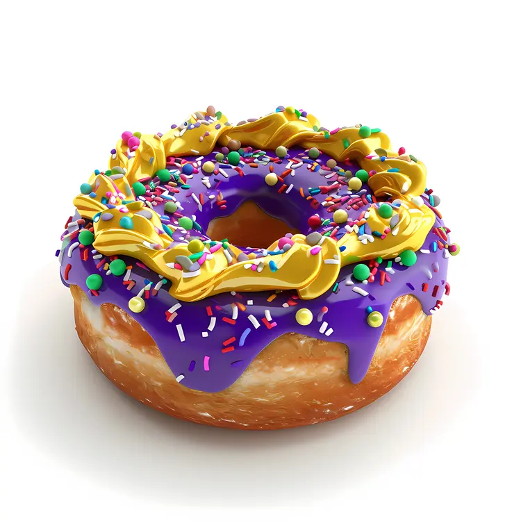 Purple and Gold Donut with Sprinkles