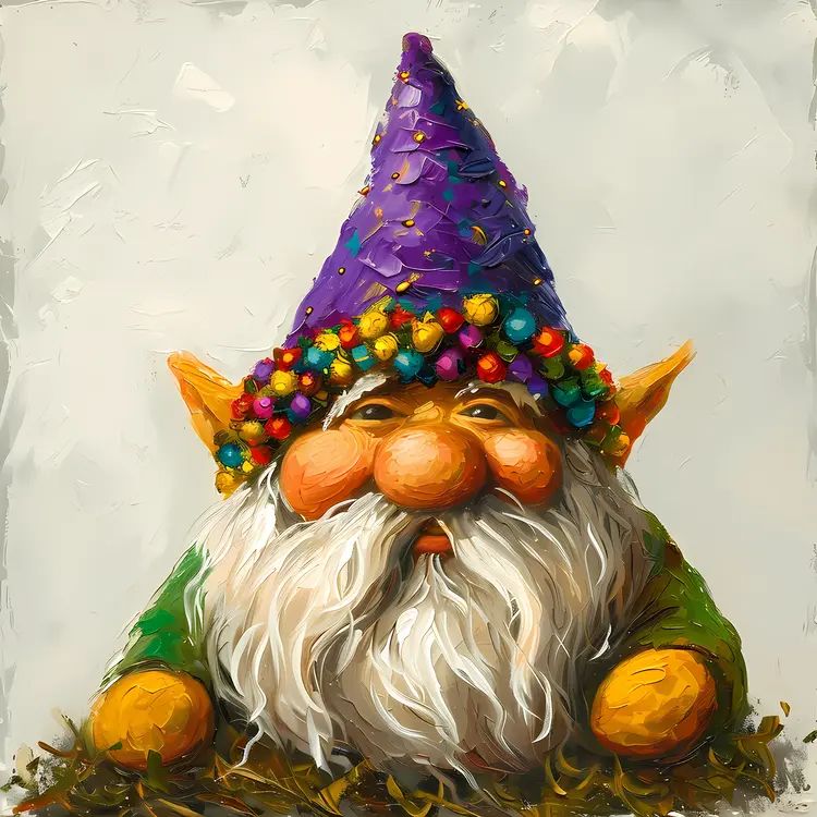 Whimsical Gnome with Colorful Hat