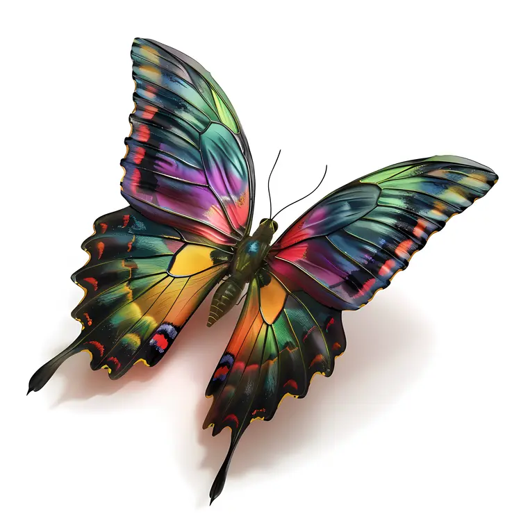 Multicolored Butterfly with Patterned Wings