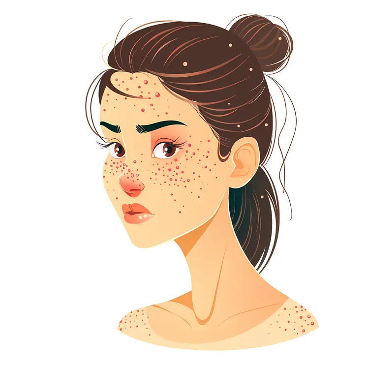 Illustration of a Woman with Acne