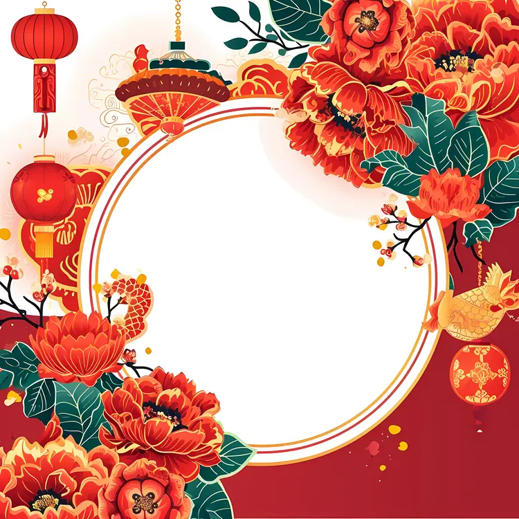 Red Lanterns and Flowers Decoration