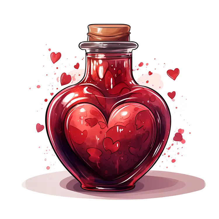 Heart-Shaped Bottle with Hearts