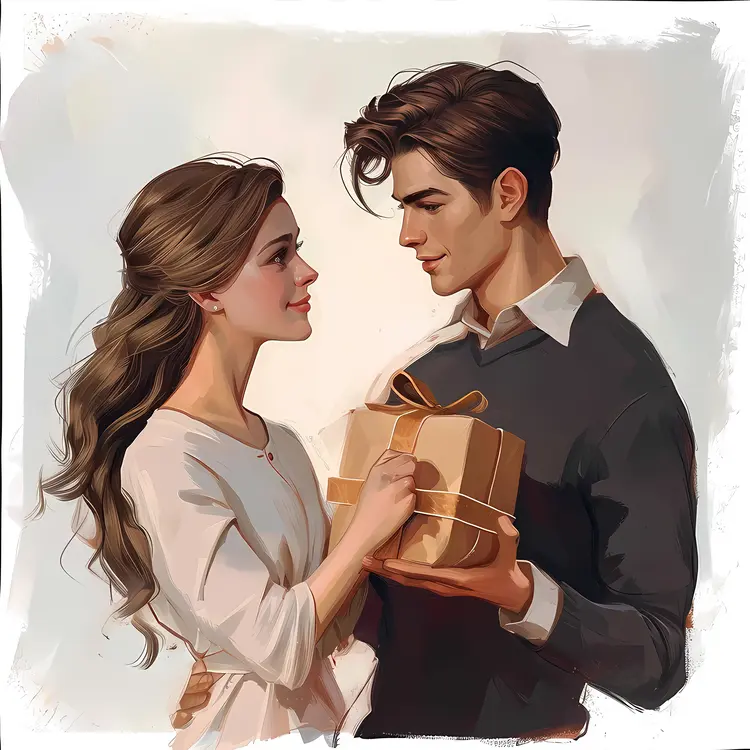Couple with Gift Box