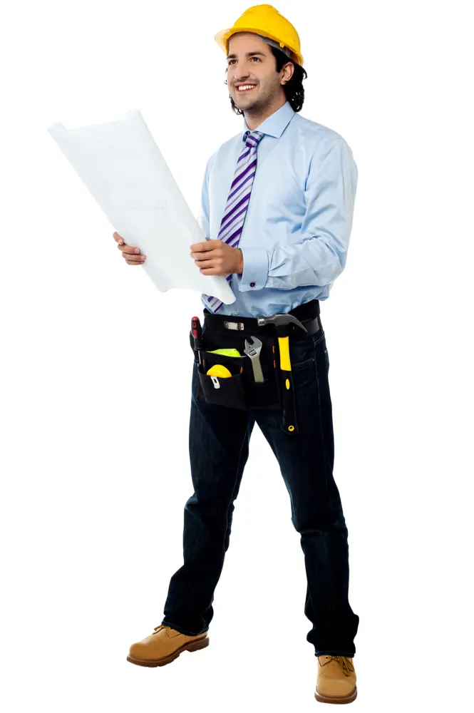 Construction Worker Holding Blueprint