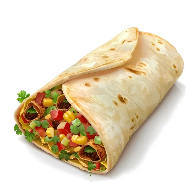 Tasty Burrito with Fresh Ingredients