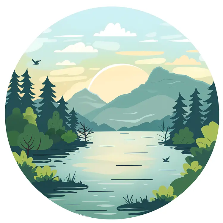 Peaceful Mountain Lake at Sunrise