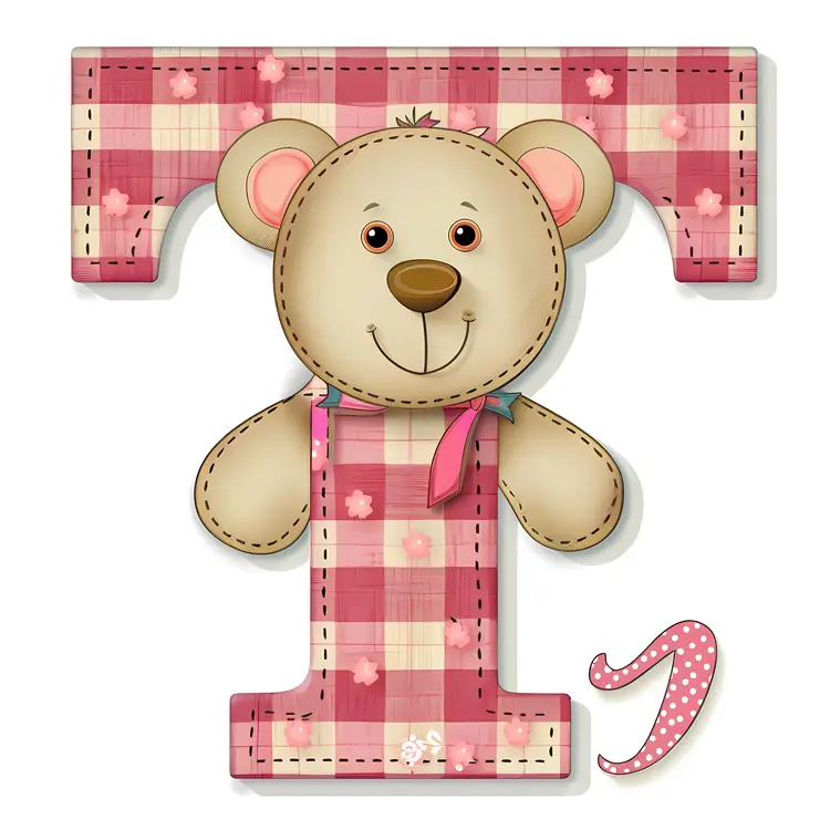 Adorable Letter T with Teddy Bear