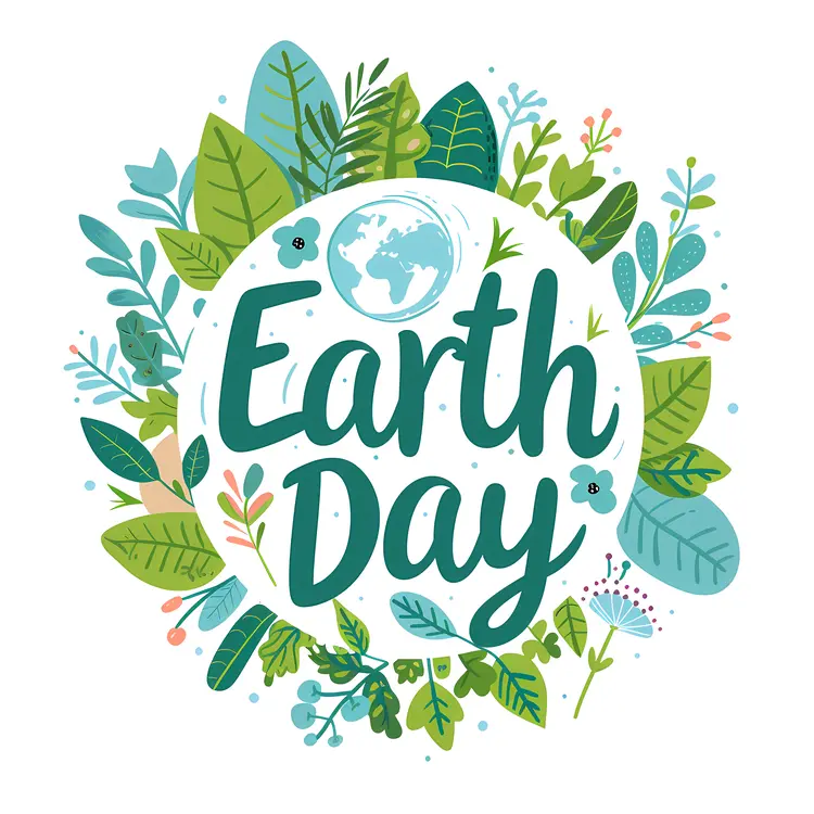 Earth Day with Leaves and Small Earth