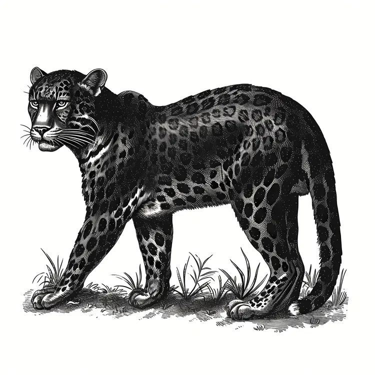 Black and White Leopard Illustration