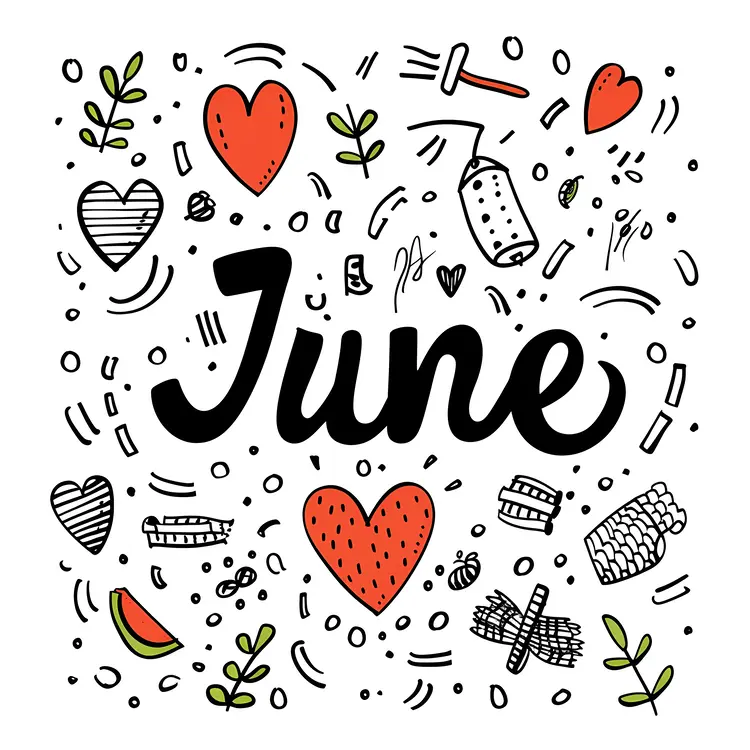 June with Doodles and Hearts