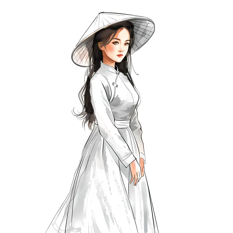 Traditional Woman in White Attire