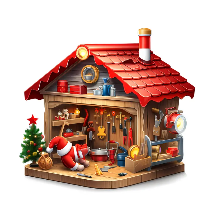 Santa's Workshop with Red Roof