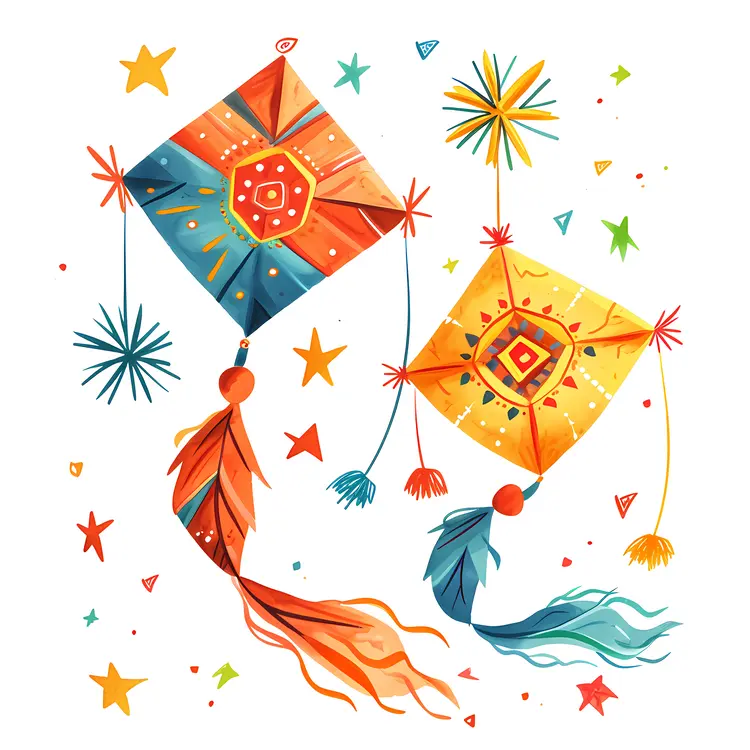 Decorative Kites with Colorful Designs