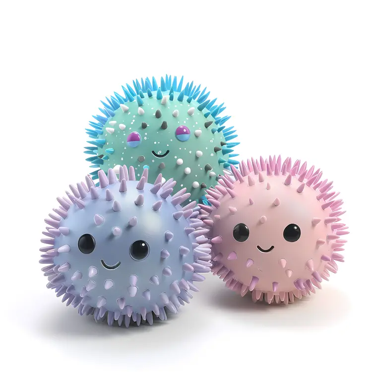 Group of Cute Spiky Fish Cartoons