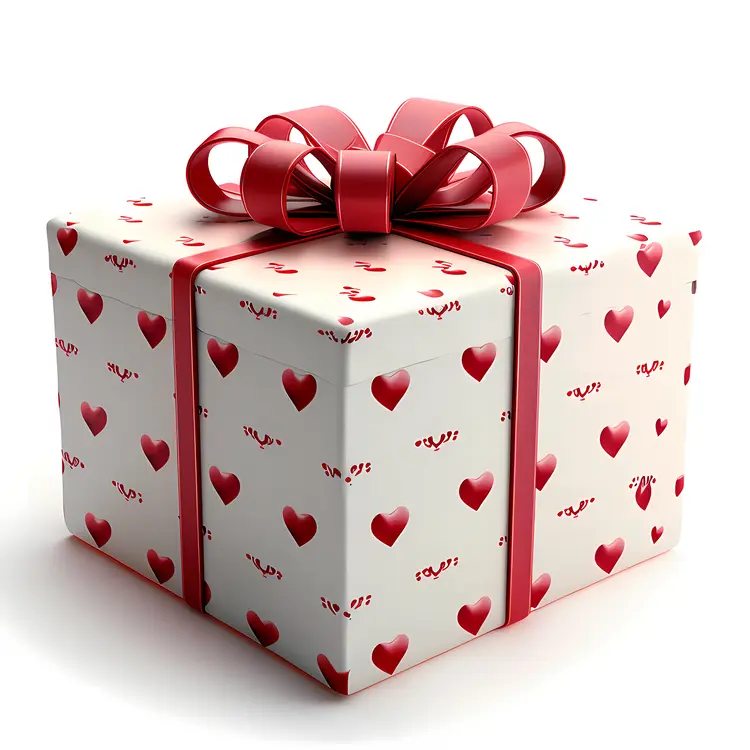Heart-patterned Gift Box with Red Ribbon