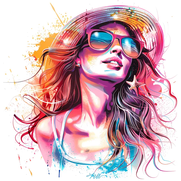 Colorful Summer Woman Illustration
