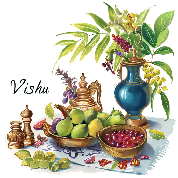 Vishu Arrangement with Fruits and Brassware