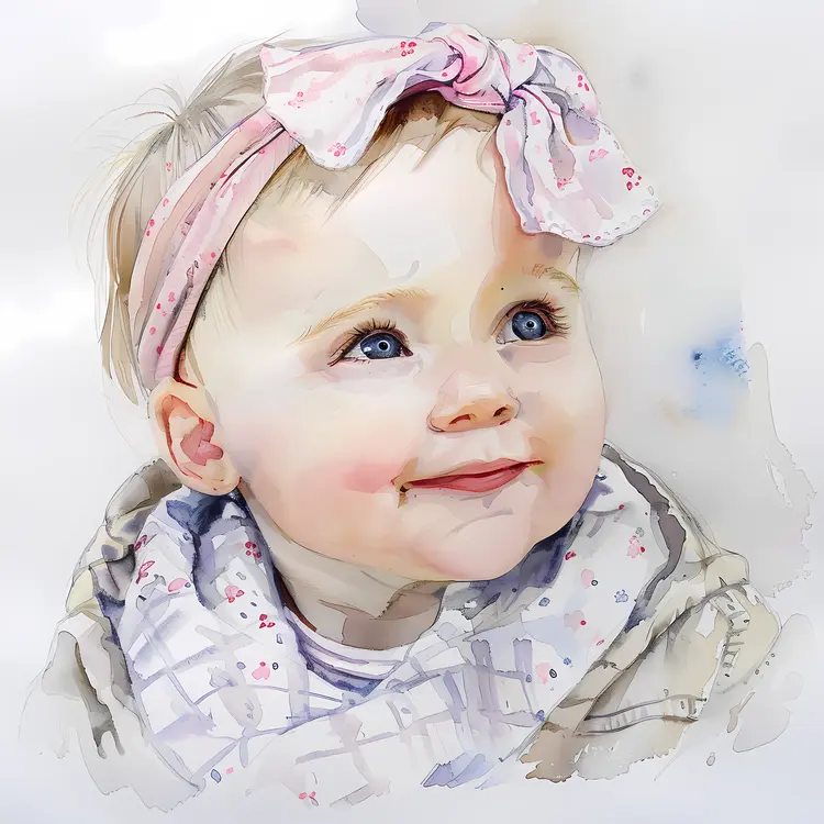 Smiling Baby with Headband