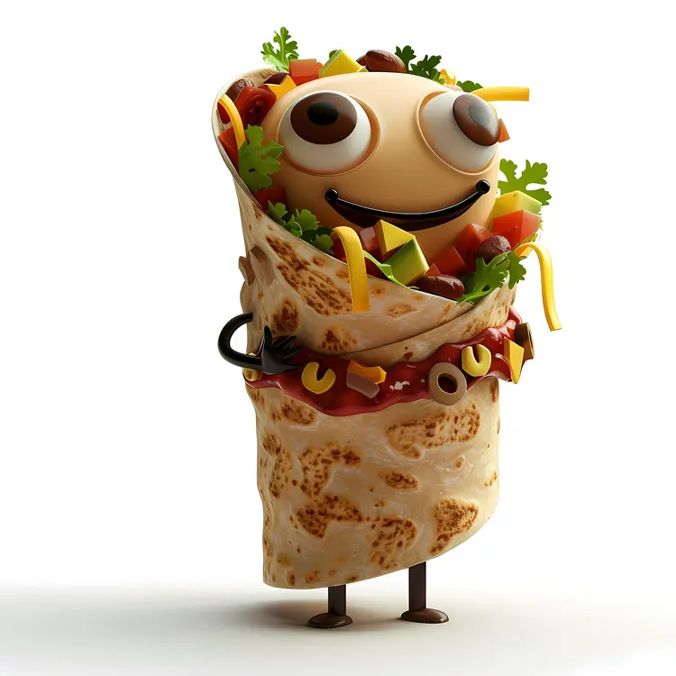 Cute Cartoon Burrito Character