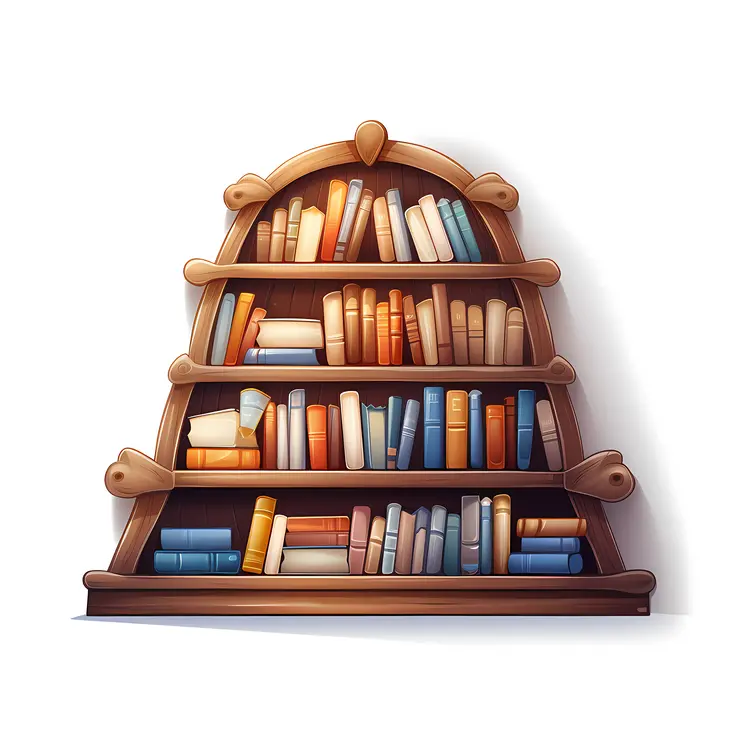 Wooden Bookshelf Filled with Books