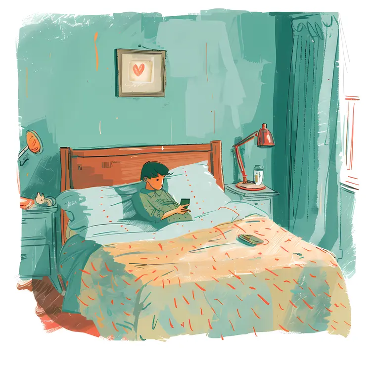 Boy Reading in Cozy Bedroom