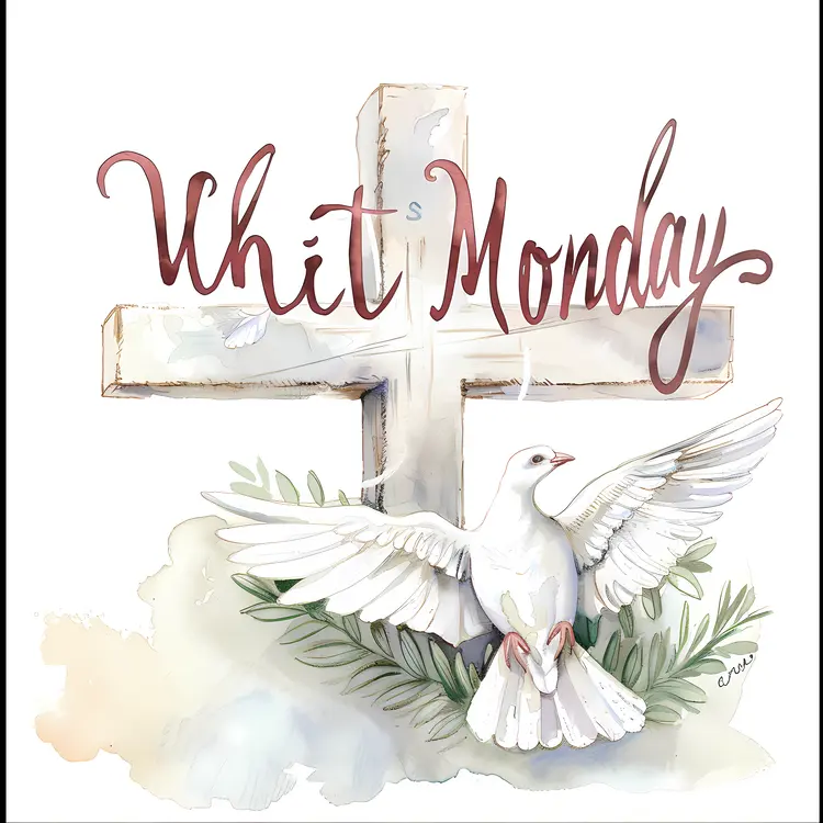 Whit Monday Cross with Dove and Leaves