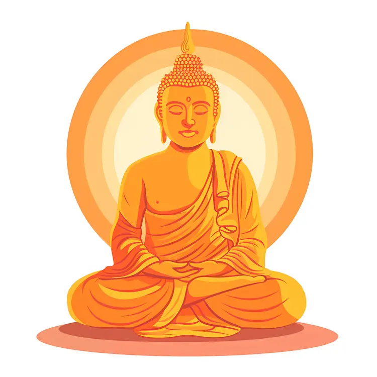 Orange Meditating Buddha with Halo