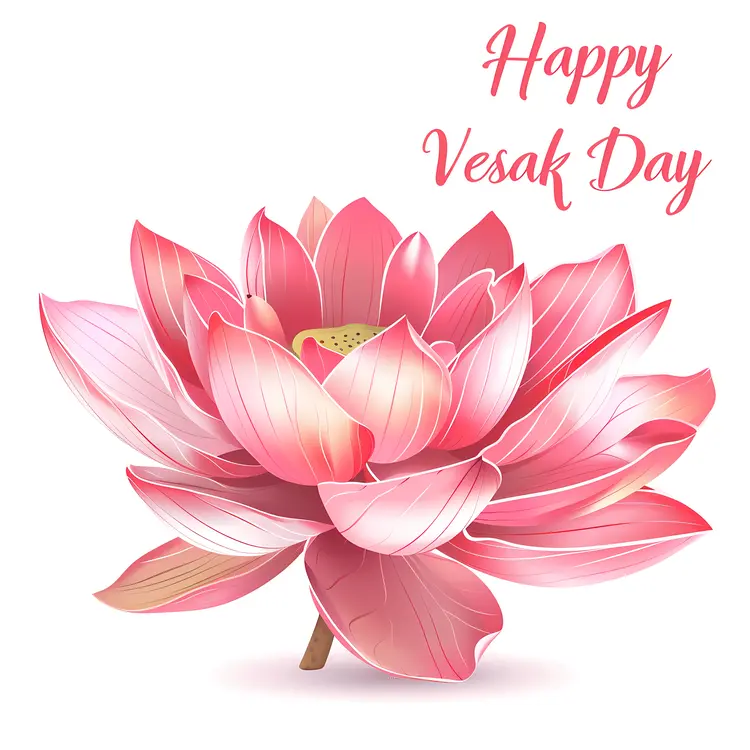 Happy Vesak Day with Pink Lotus Flower
